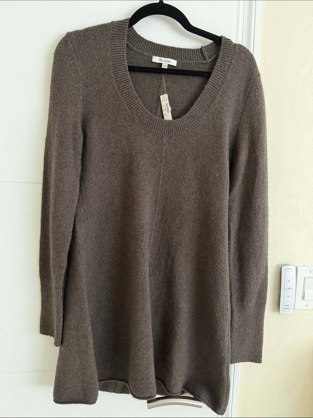 Brown Scoop Neck Knit Sweater Dress - Women Large